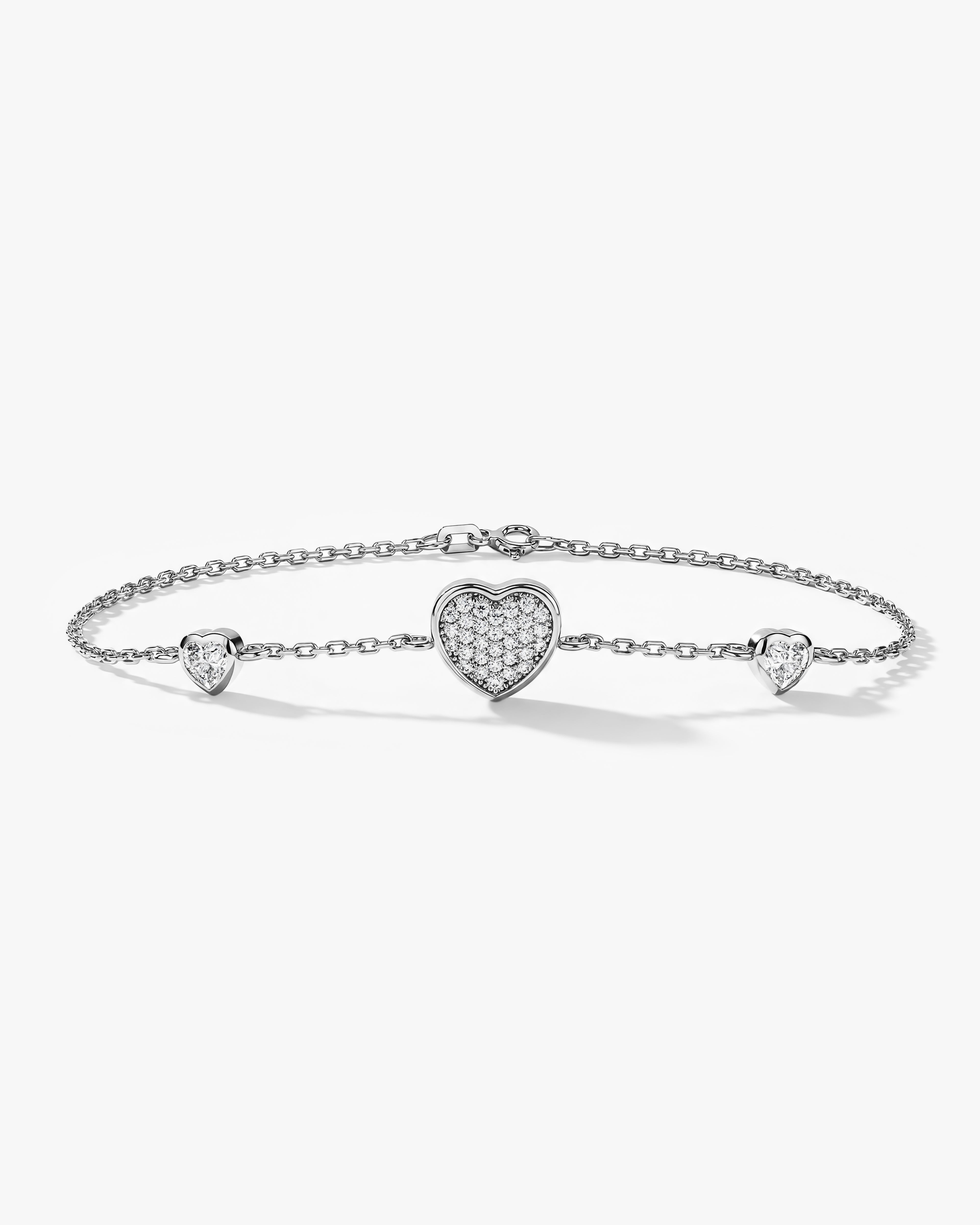 Pave Heart Triple Bracelet
