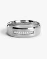 6mm Pave Set Nine-Stone and Beveled Edge Men's Diamond Wedding Band (0.14 CT TW)