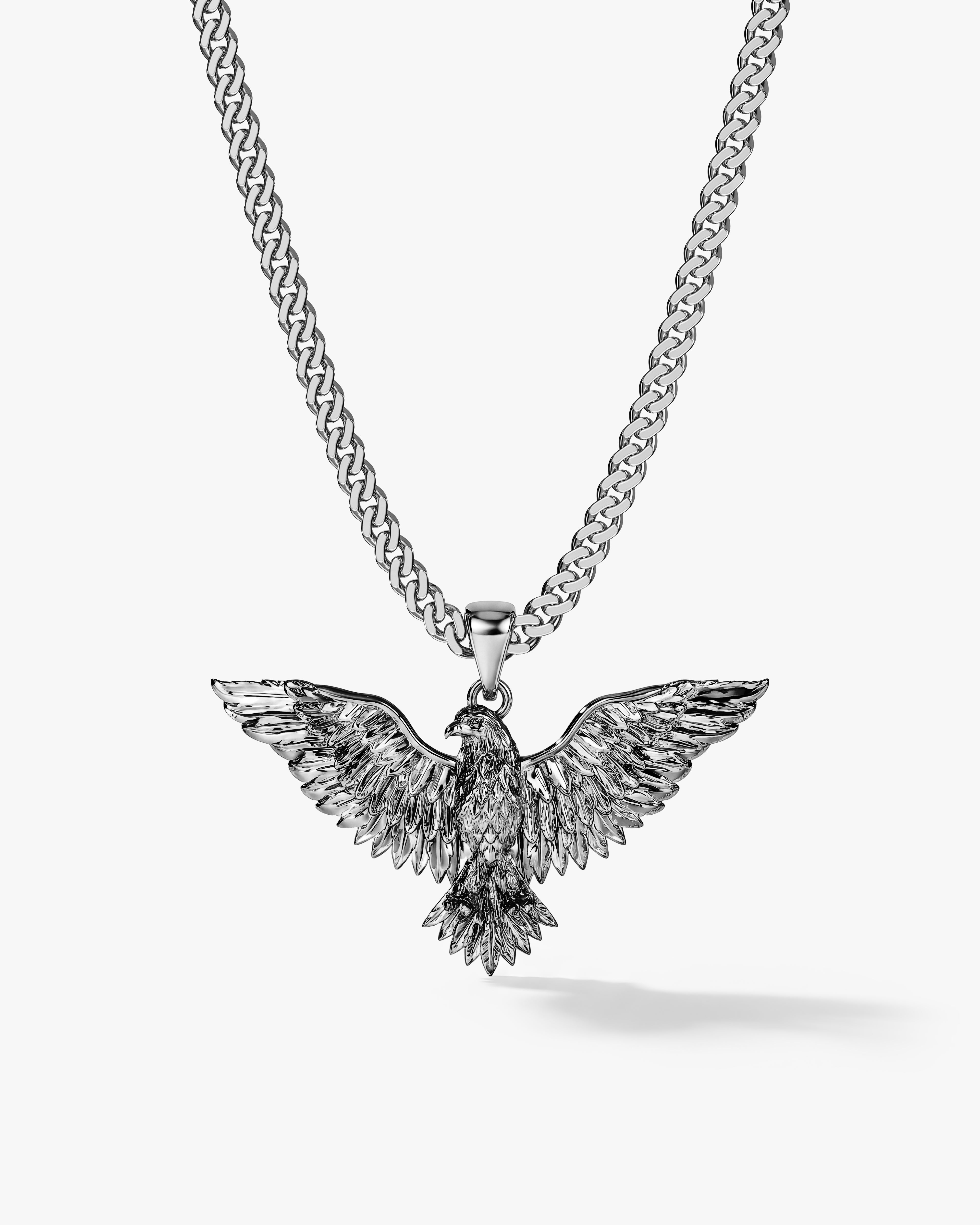 Oxidized Flying Eagle Pendant Necklace