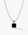 Black Enamel Square Pendant Necklace