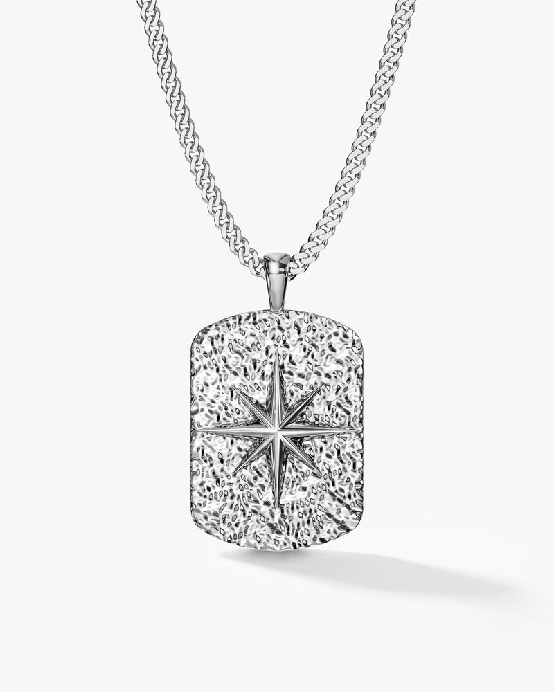 Textured North Star Pendant Necklace