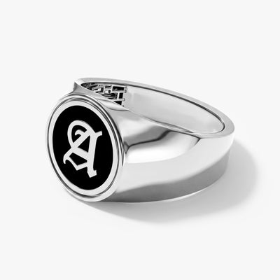 14k Gold Men's Initial Signet Ring