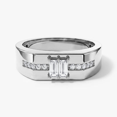 Men's Baguette Cut Moissanite Ring - Gold Vermeil