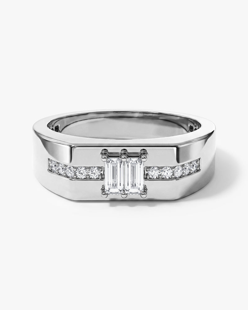 Men's Baguette Cut Moissanite Ring - Gold Vermeil