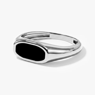 Men's Black Enamel Signet Ring - Gold Vermeil
