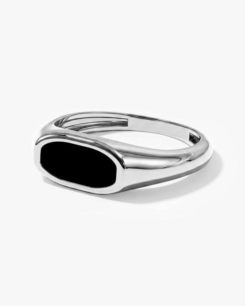 Men's Black Enamel Signet Ring - Gold Vermeil