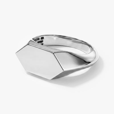 Hexagon Signet Ring - Gold Vermeil