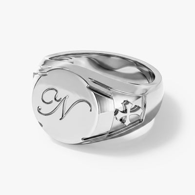 Engravable Round Signet Ring - Gold Vermeil