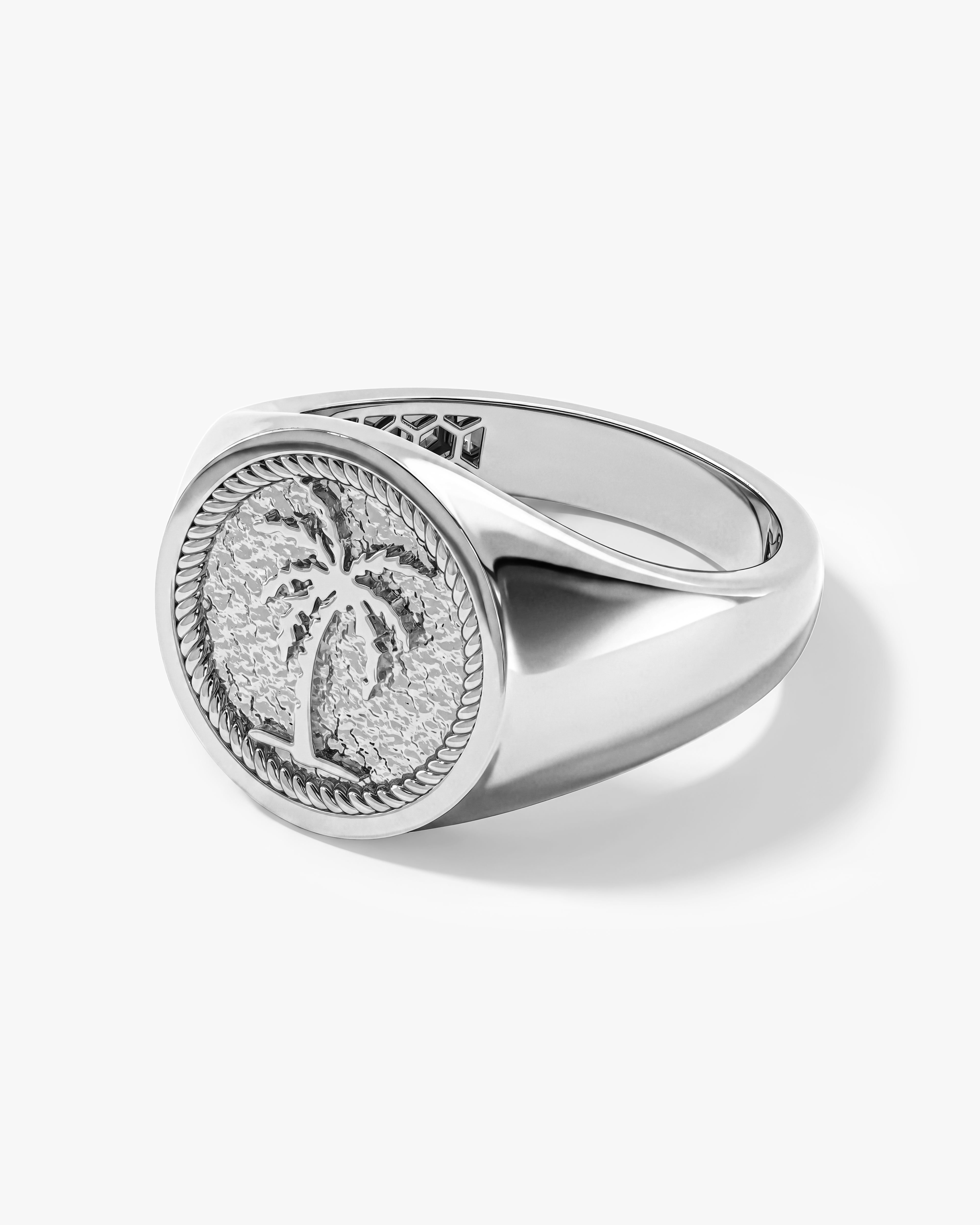 Men's Palm Tree Signet Ring - Gold Vermeil