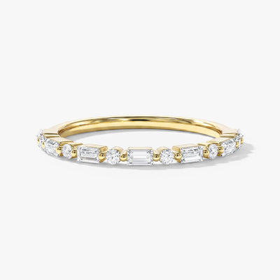 Alternating Round and Baguette Wedding Band