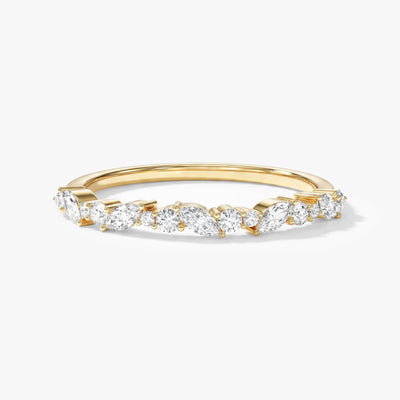 Marquise and Double Round Half Eternity Wedding Band