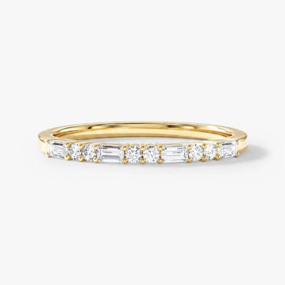 Baguette and Double Round Wedding Band