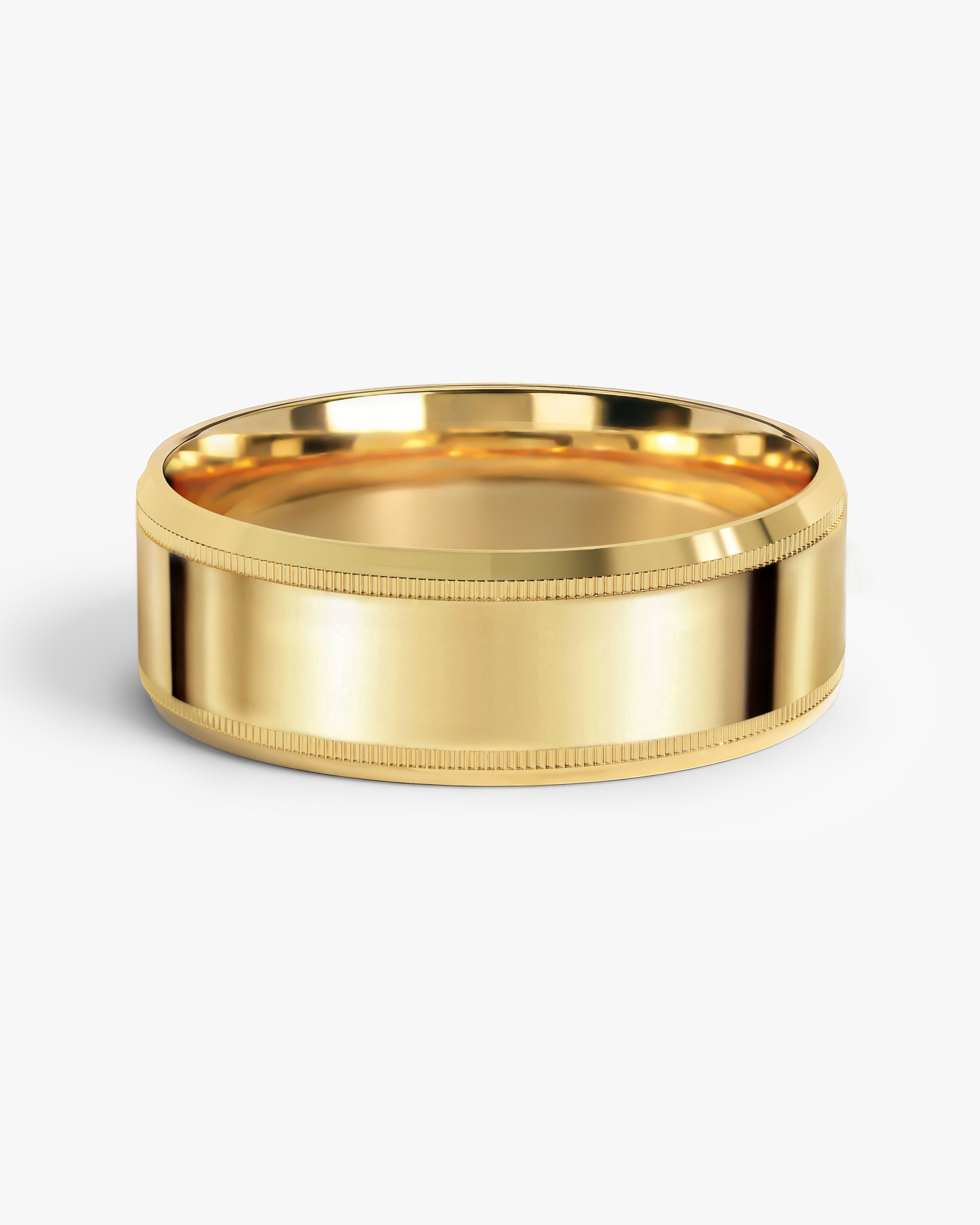 7mm Milgrain and Beveled Edge Men's Wedding Band