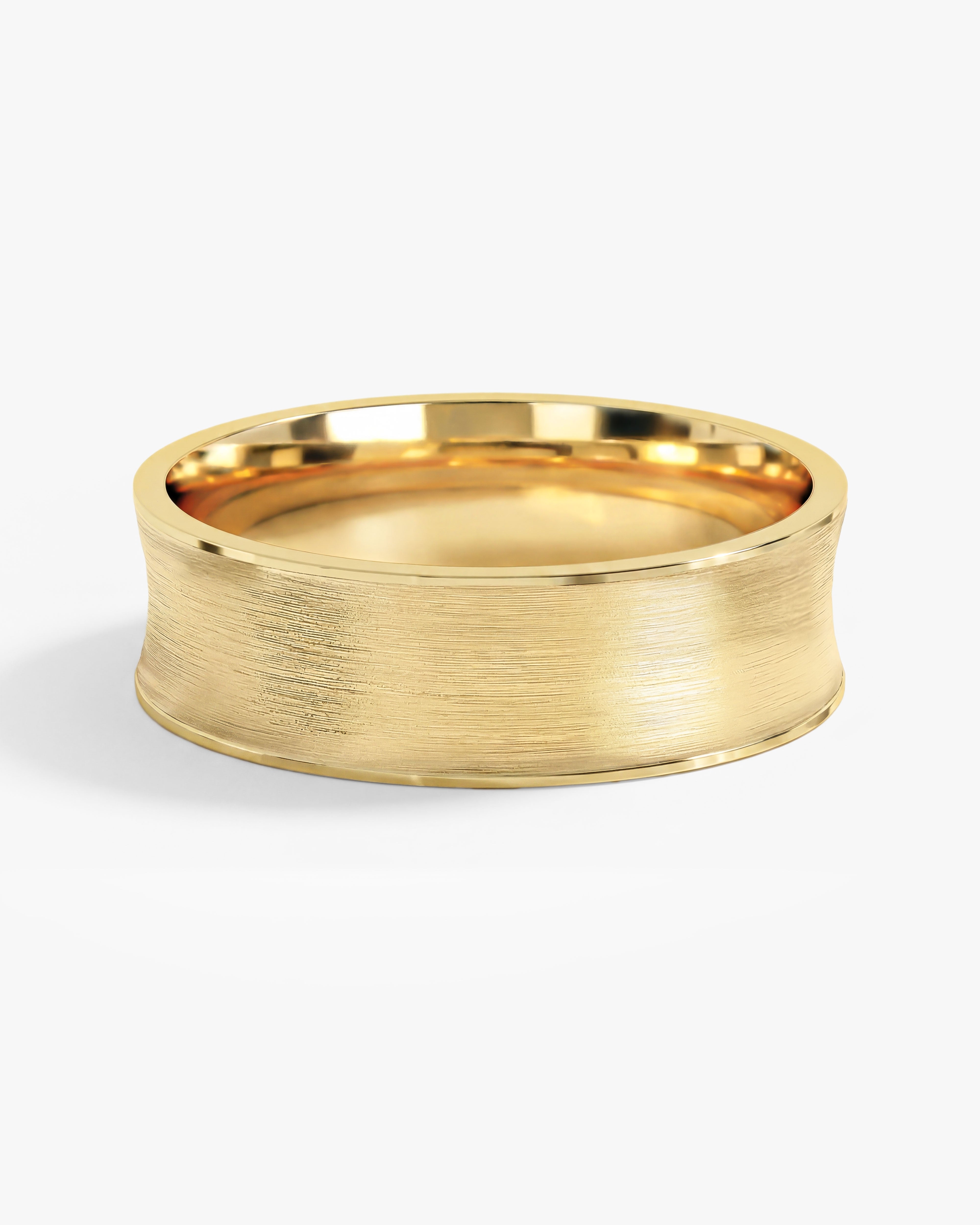 7mm Matte Brushed Concave Men's Wedding Band
