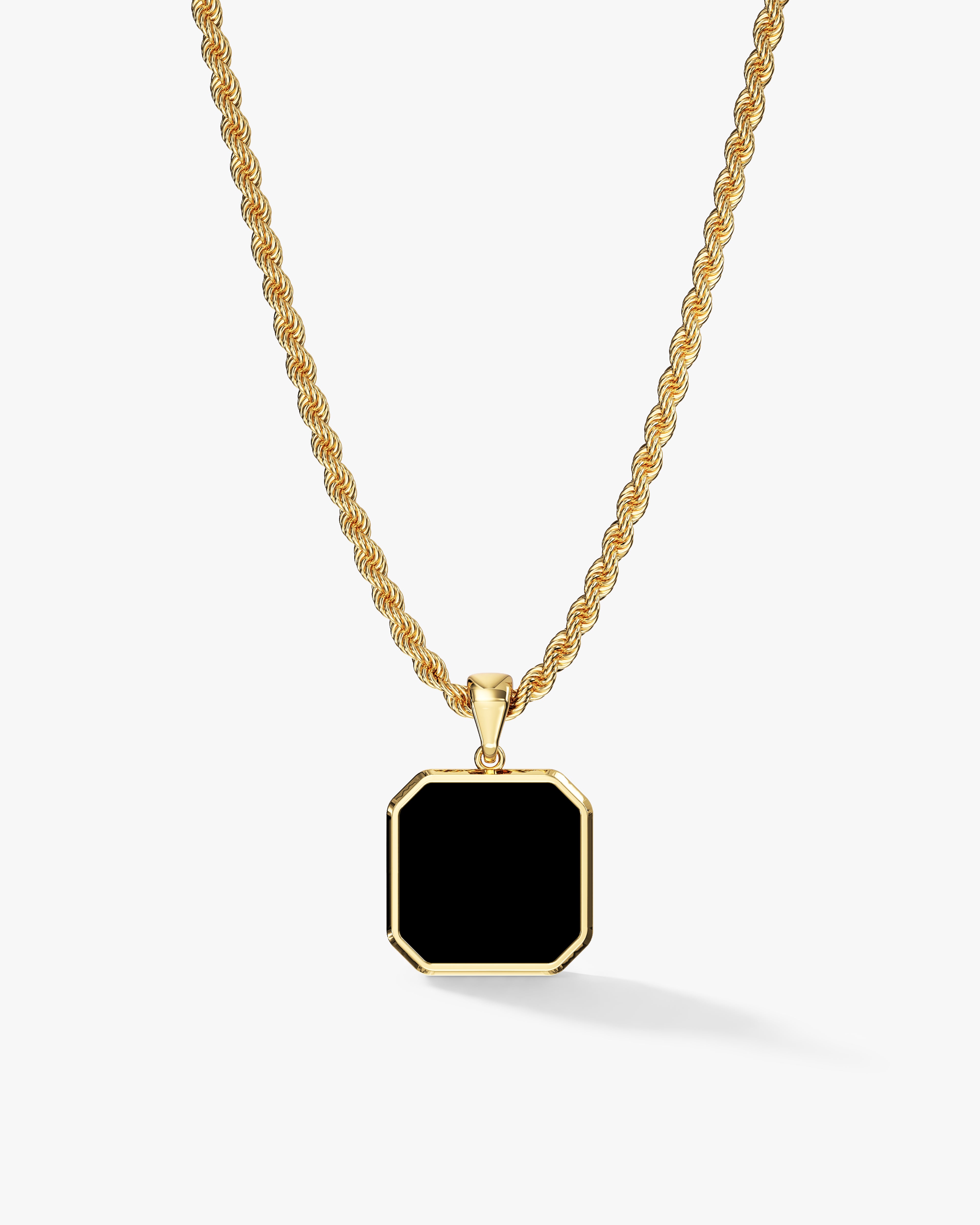 Rope Chain Octagon Enamel Necklace