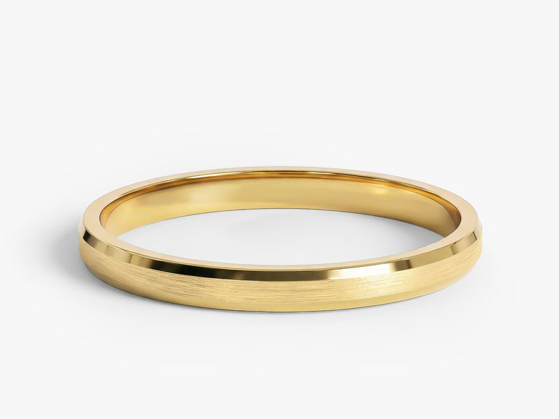 2mm Beveled Edge Wedding Band - Matte Brushed