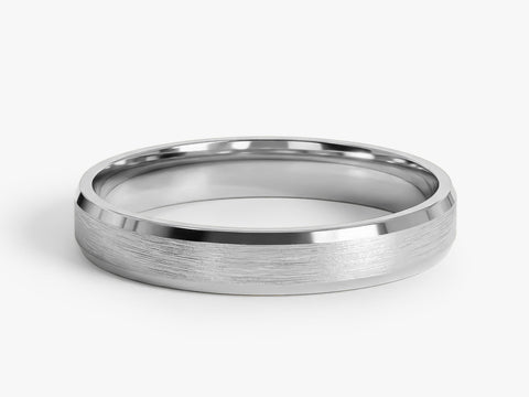 3mm Beveled Edge Wedding Band - Matte Brushed