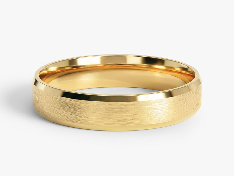 4mm Beveled Edge Wedding Band - Matte Brushed