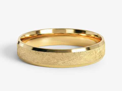 4mm Beveled Edge Wedding Band with Ice Matte Finish