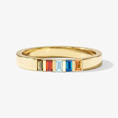 Baguette Multi Birthstone Ring