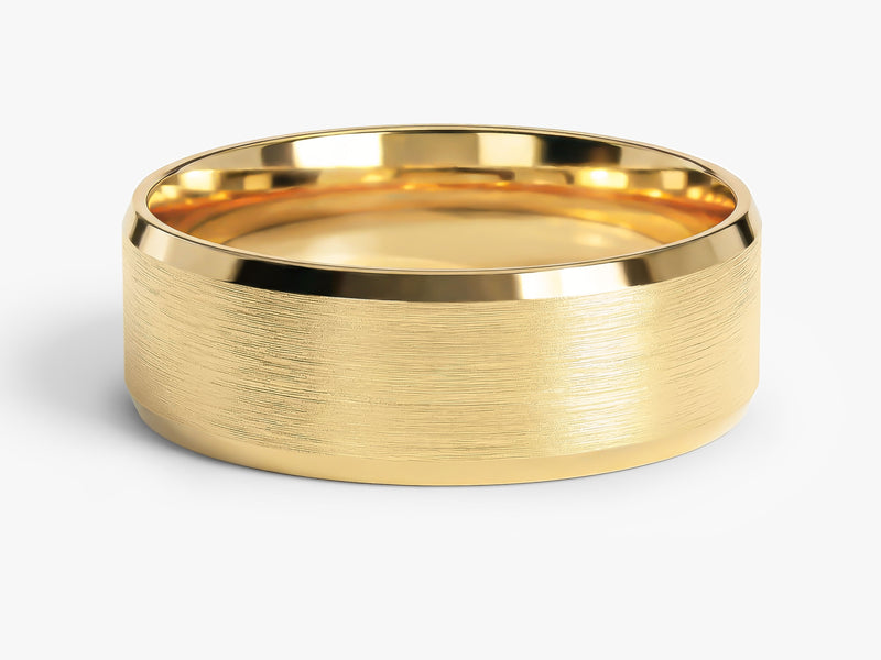 7mm Beveled Edge Men's Wedding Band - Matte Brushed