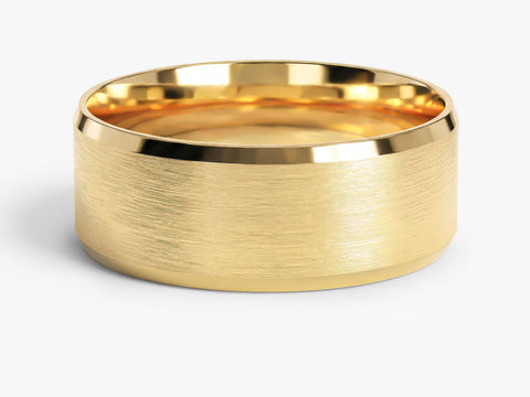 8mm Beveled Edge Men's Wedding Band - Matte Brushed