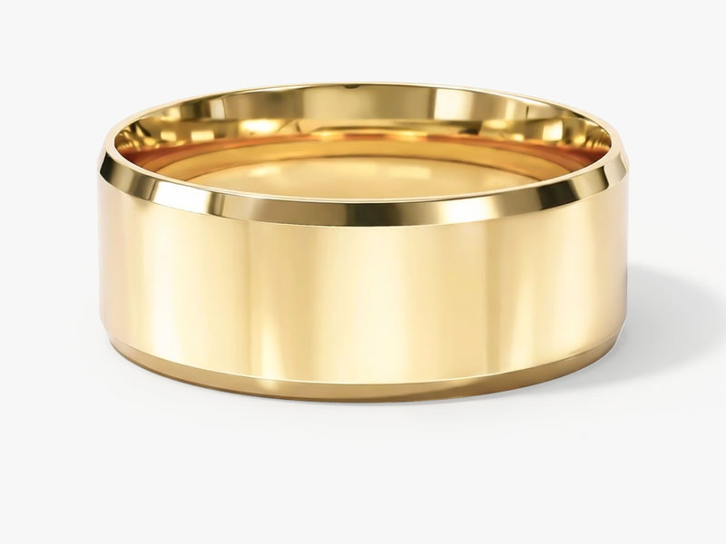 8mm Polished Beveled Edge Men's Wedding Band