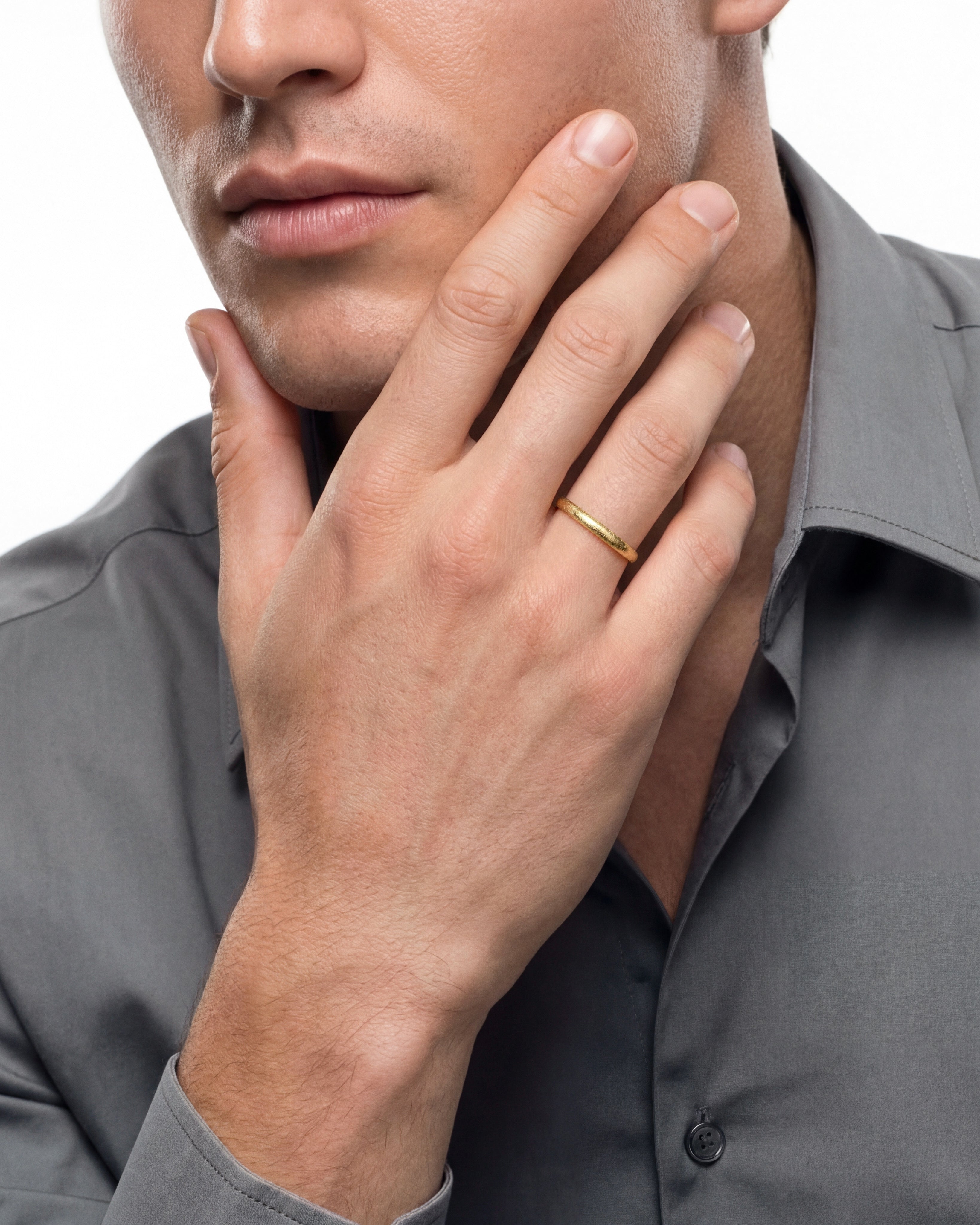 3mm Dome Men's Wedding Band with Ice Matte Finish