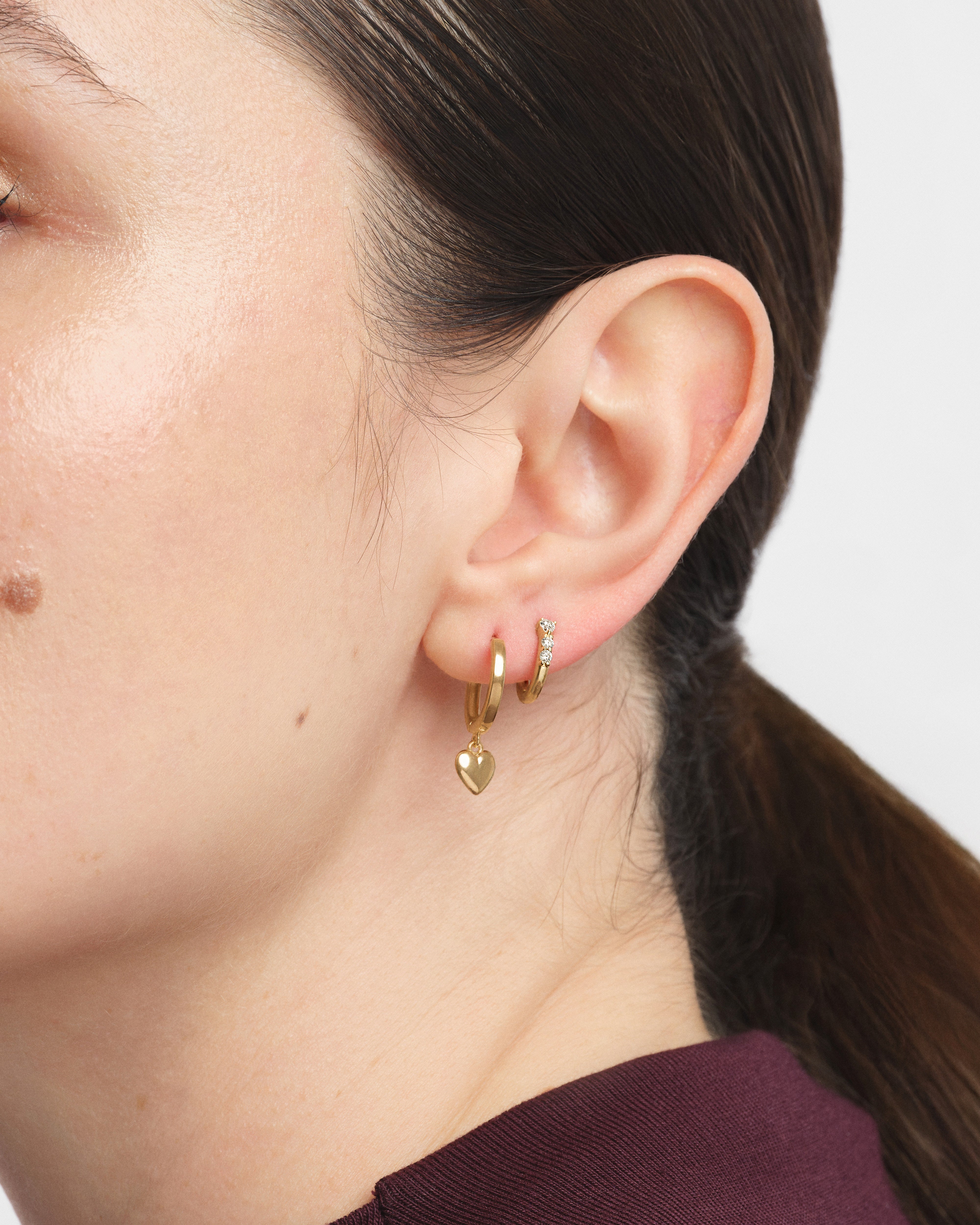 Heart Dangle Huggie Earrings