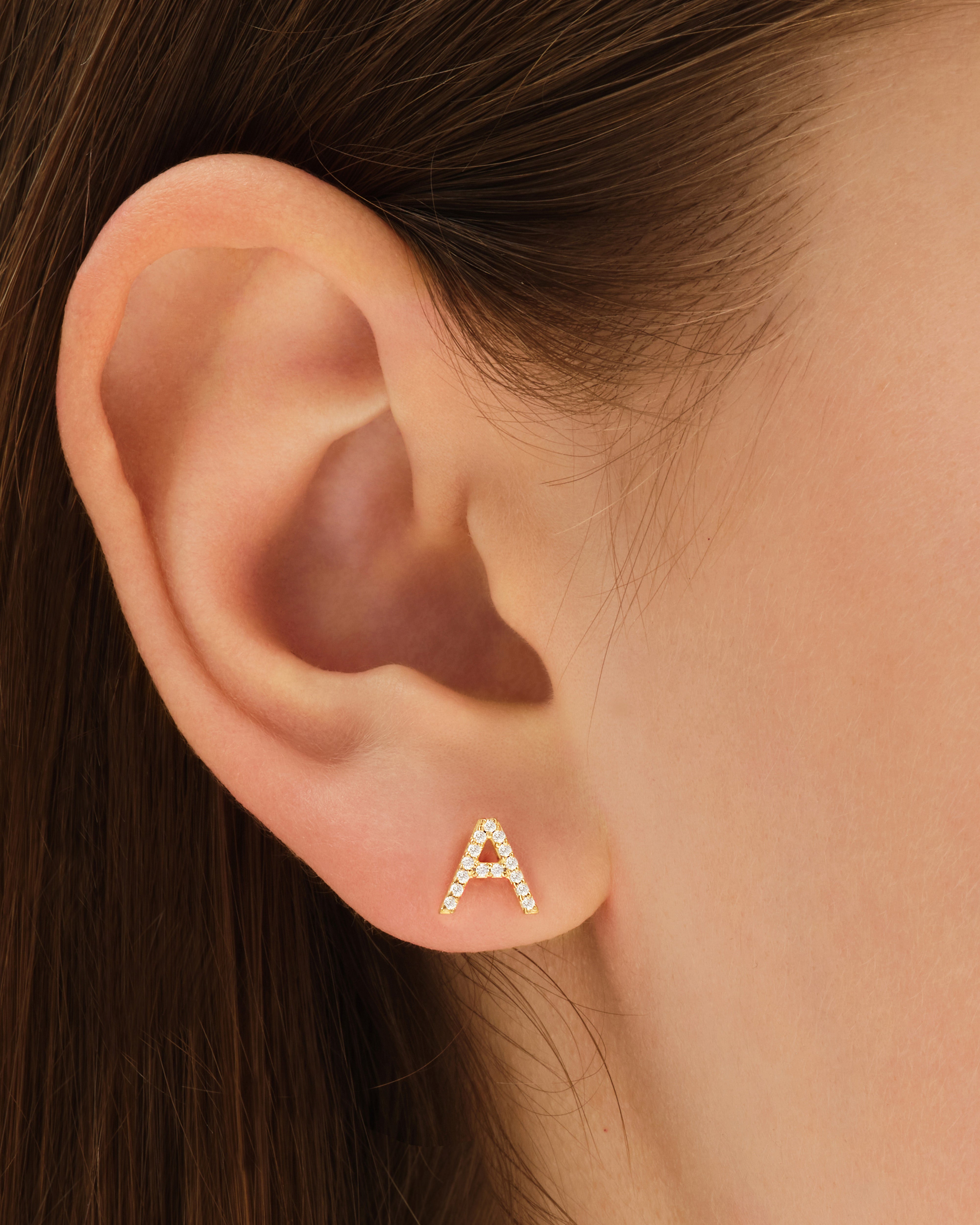 Birthstone Initial Stud Earrings