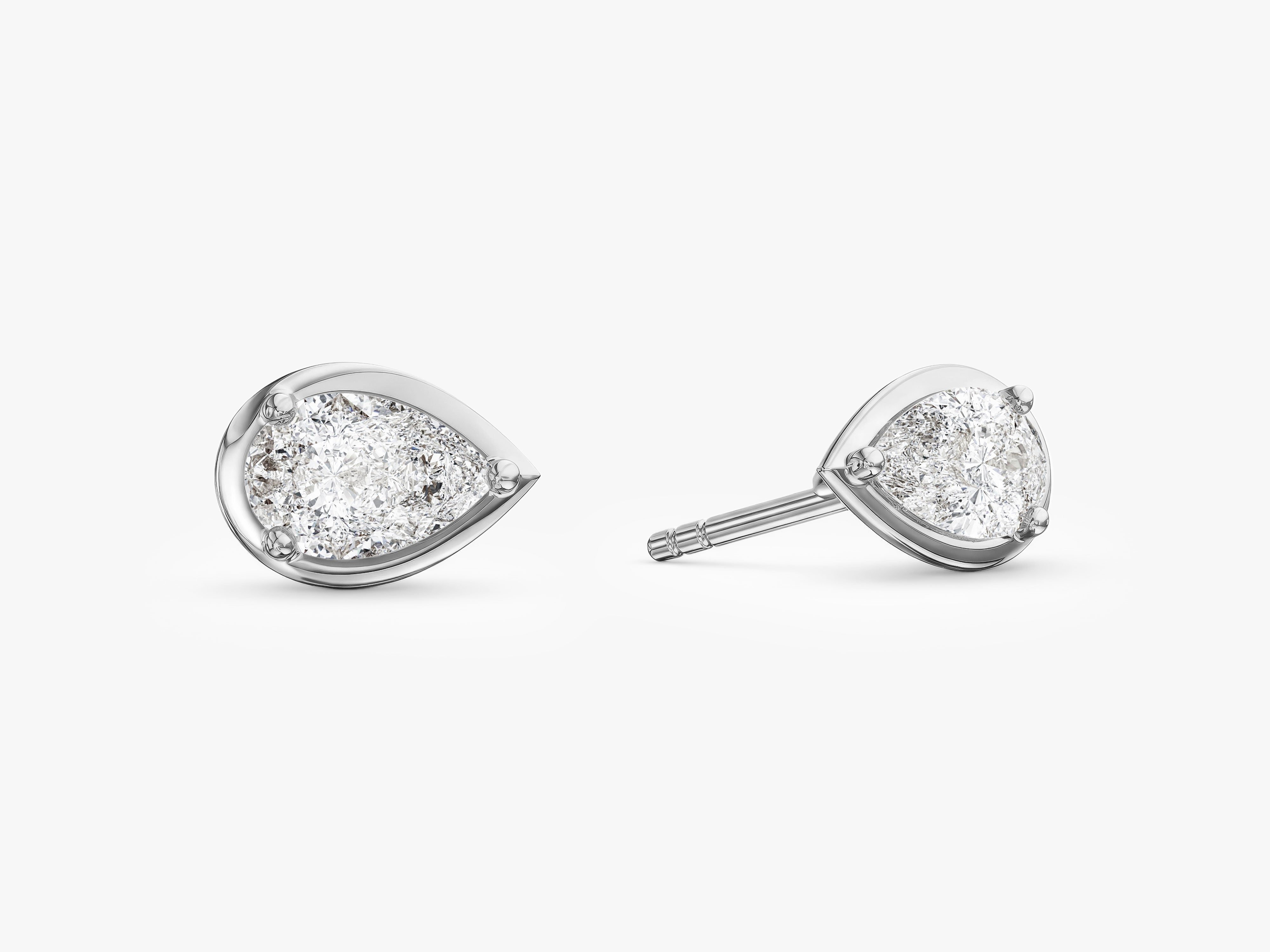 Bezel Pear Solitaire Earrings