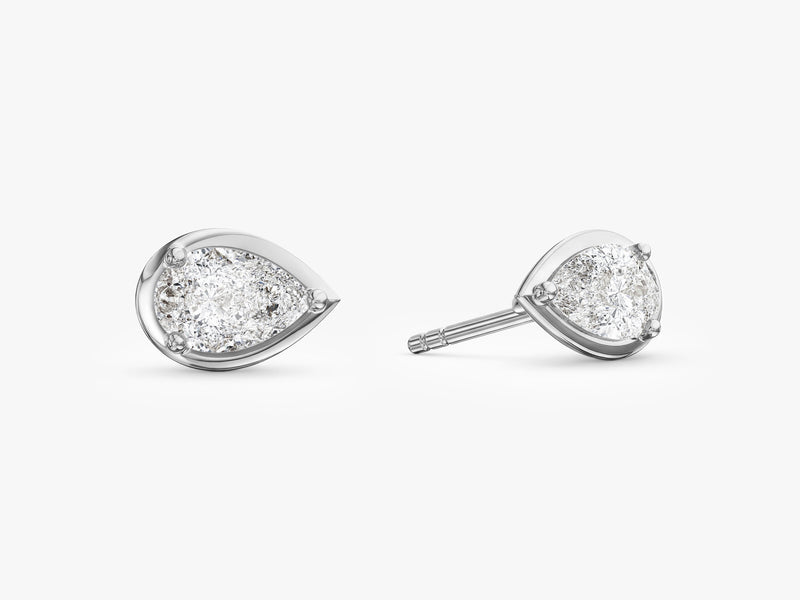 Bezel Pear Solitaire Earrings