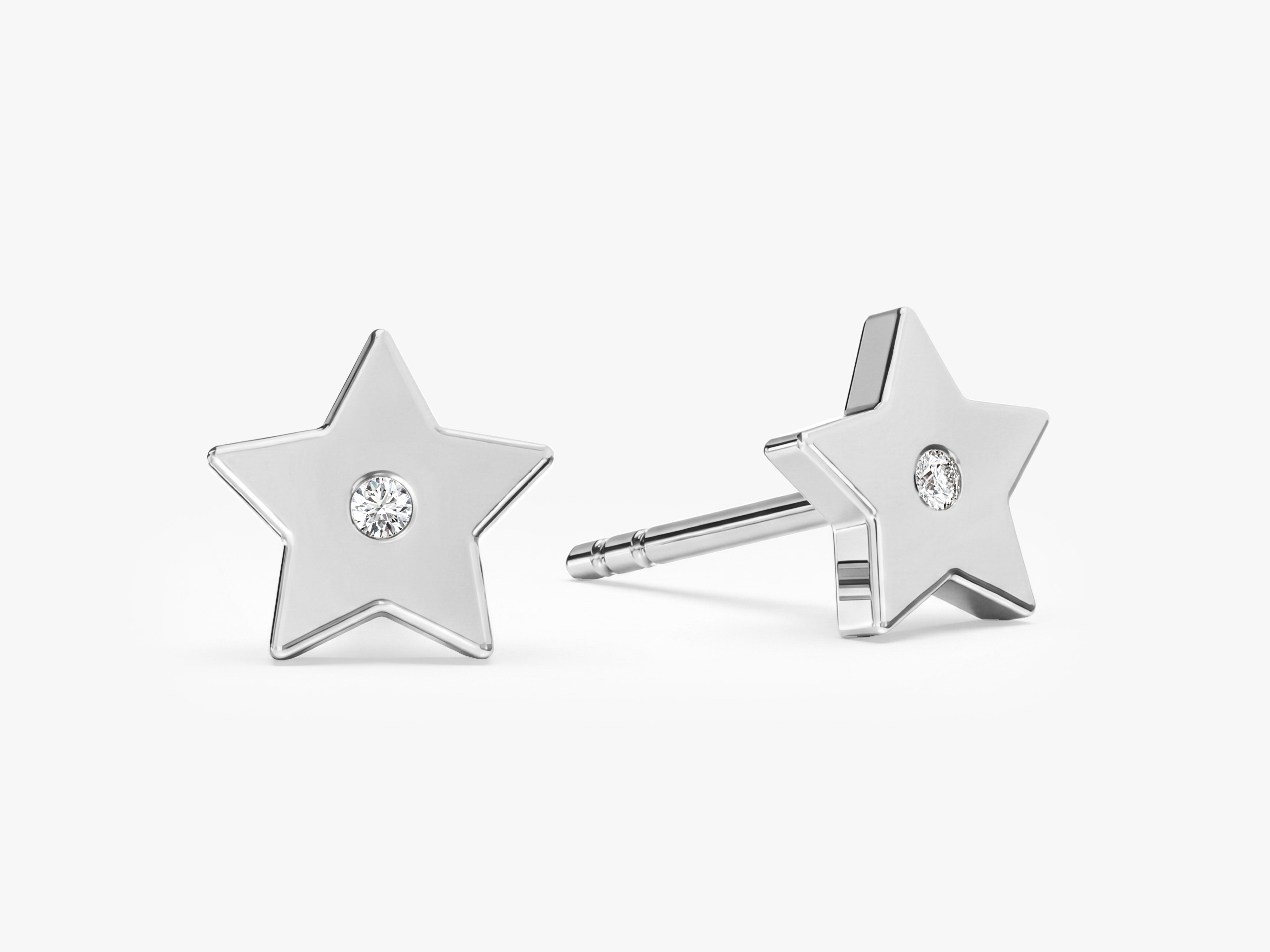 Flush Set Star Earrings
