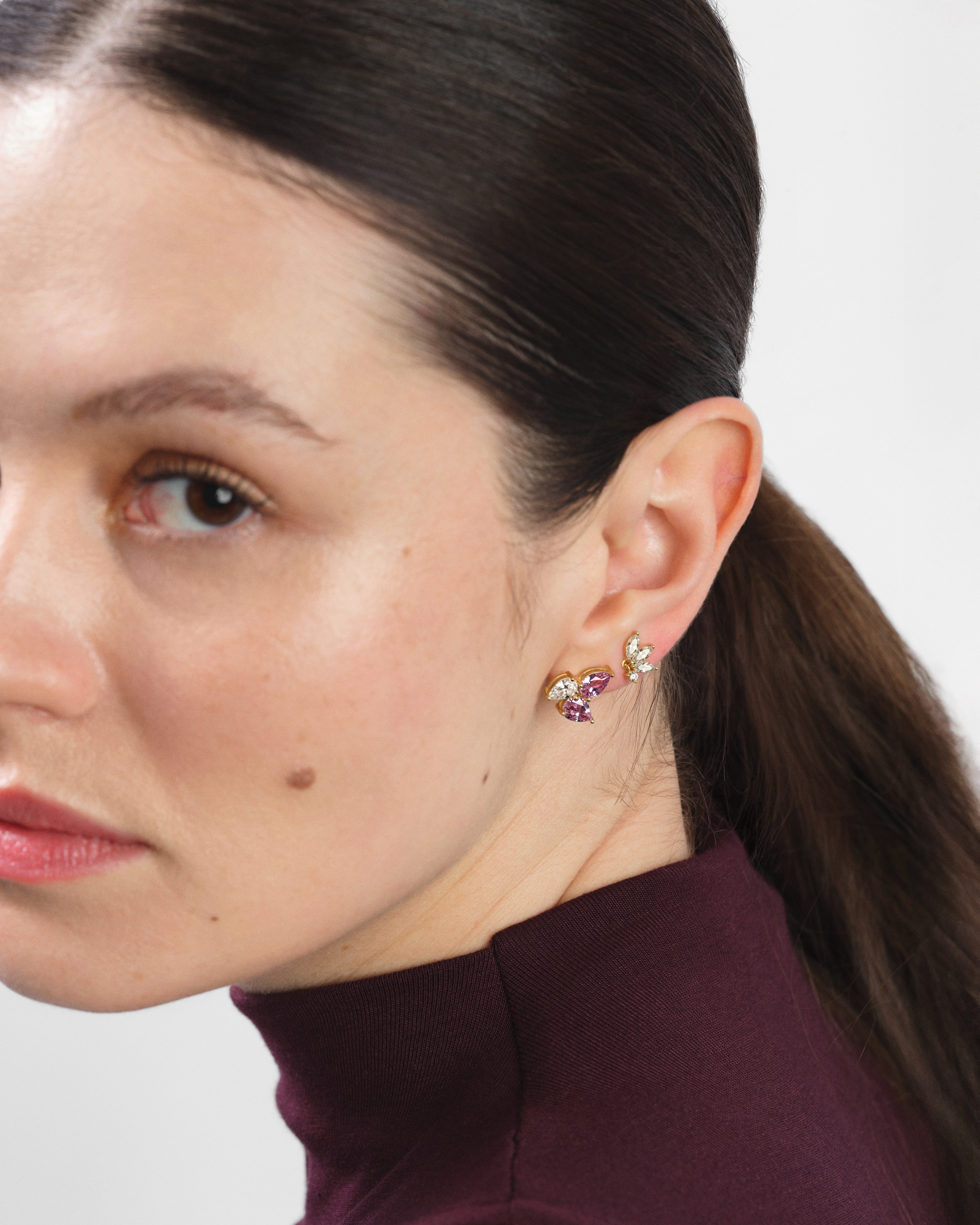 Trio Pear Cut Birthstone Stud Earrings