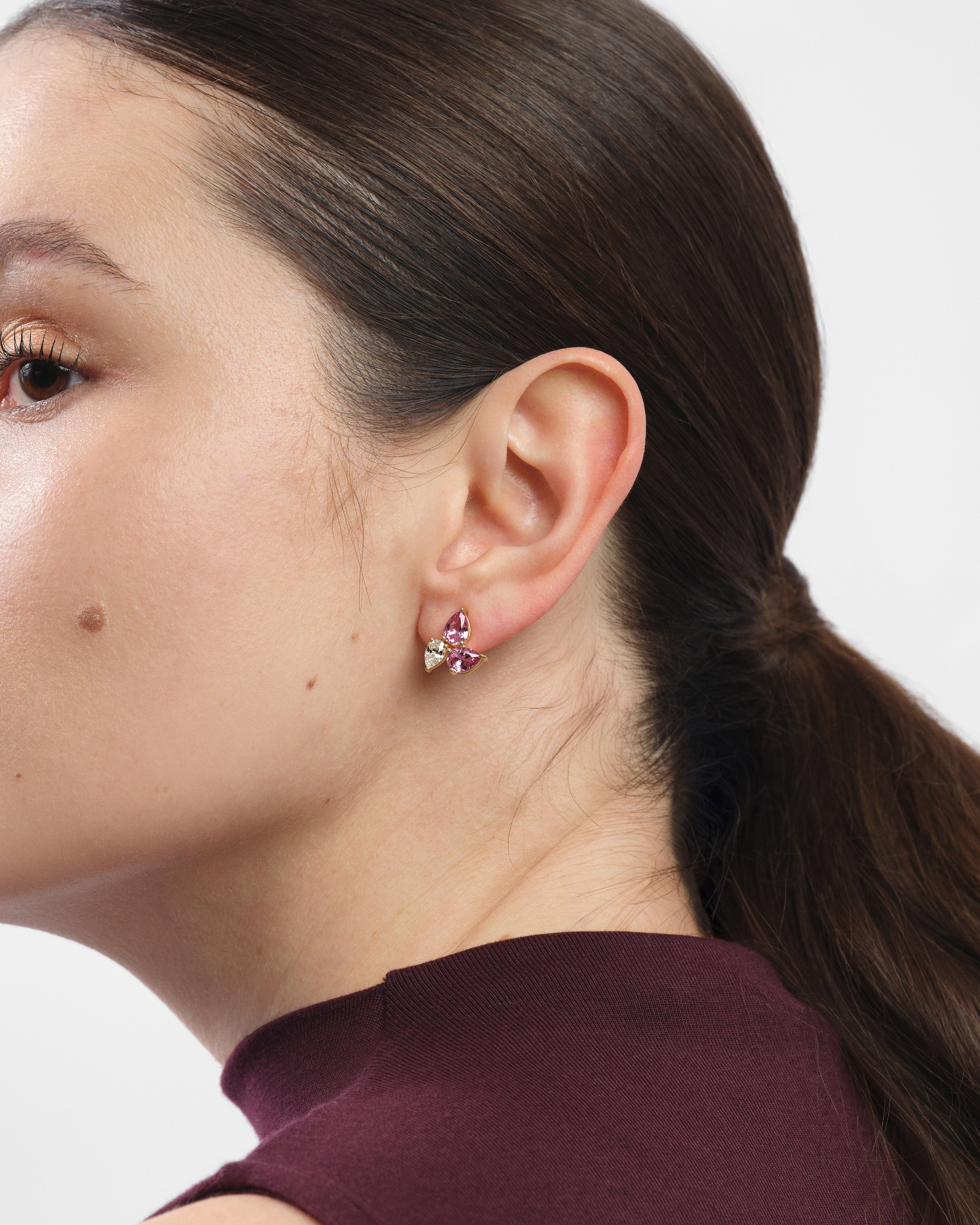 Trio Pear Cut Birthstone Stud Earrings