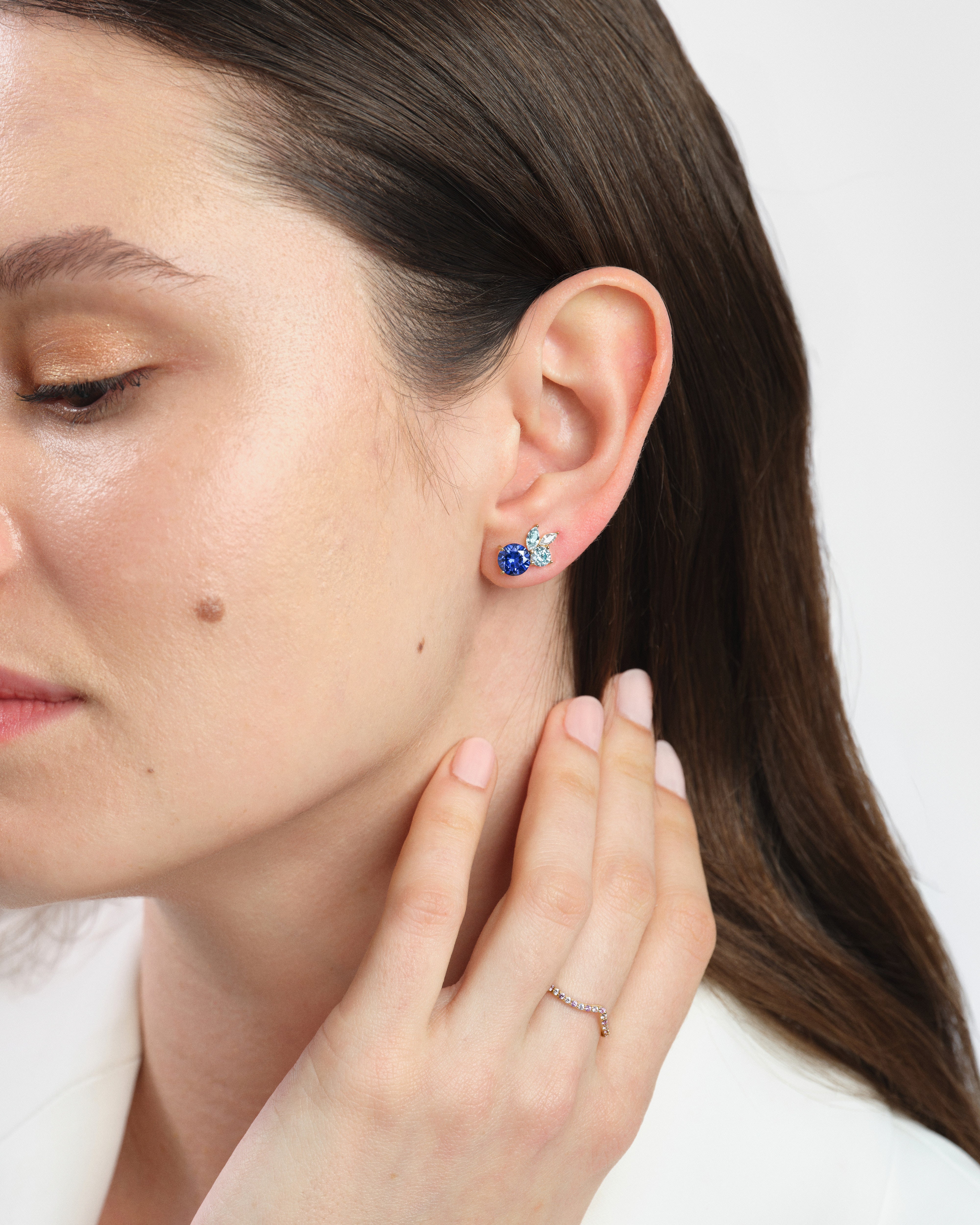 Multi Cut Birthstone Cluster Earrings