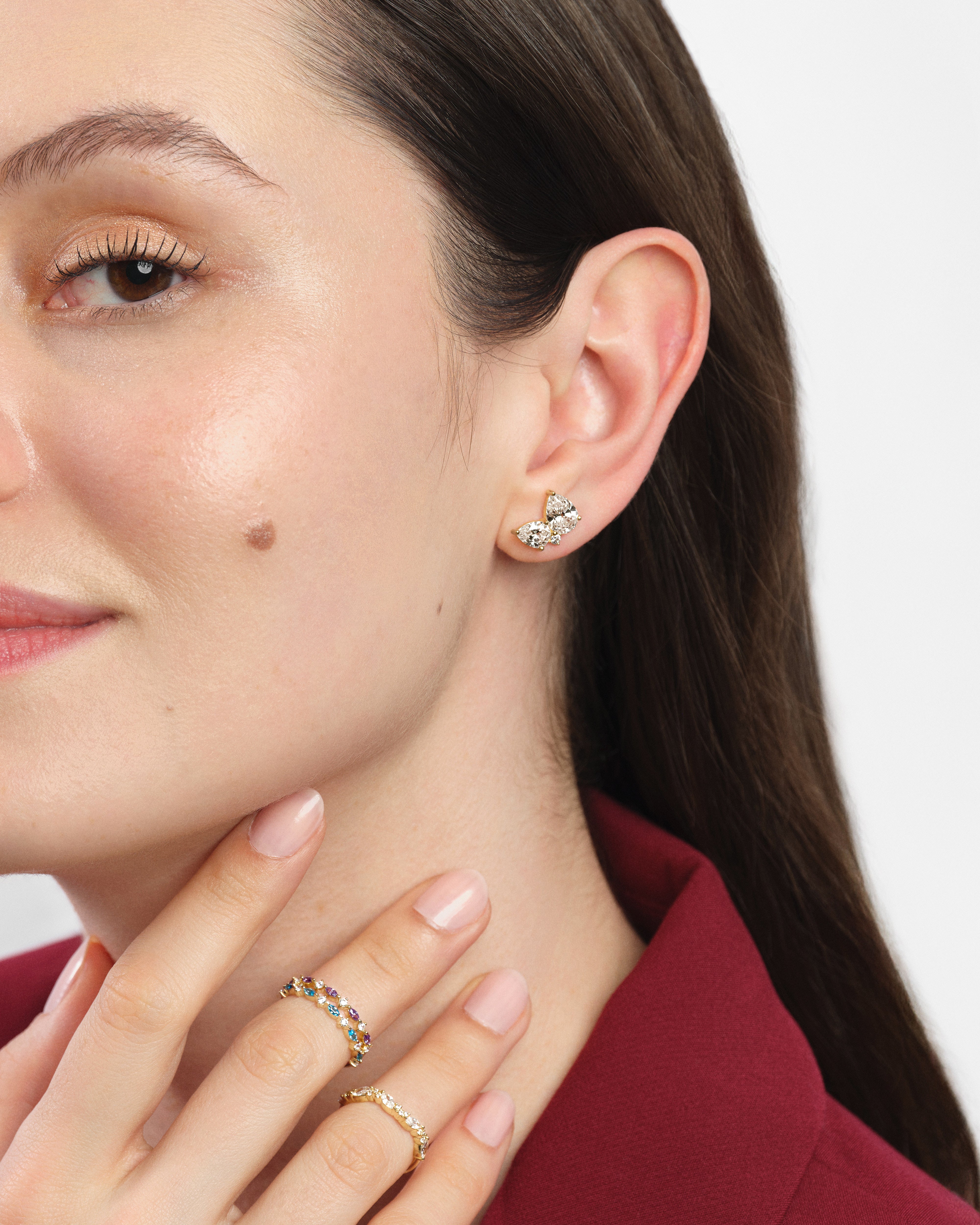 Double Pear Stone Earrings