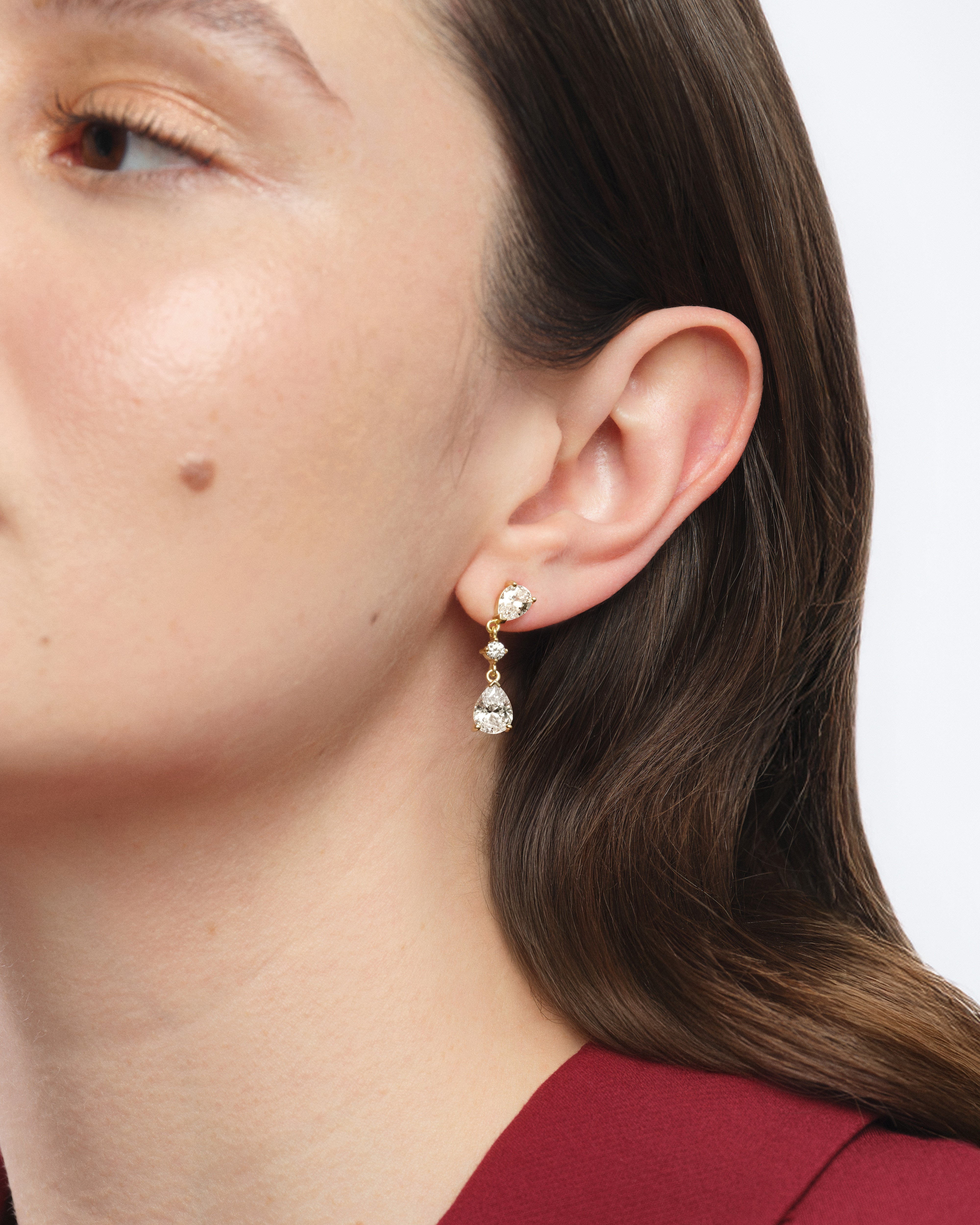 Pear Cut Stone Drop Earrings