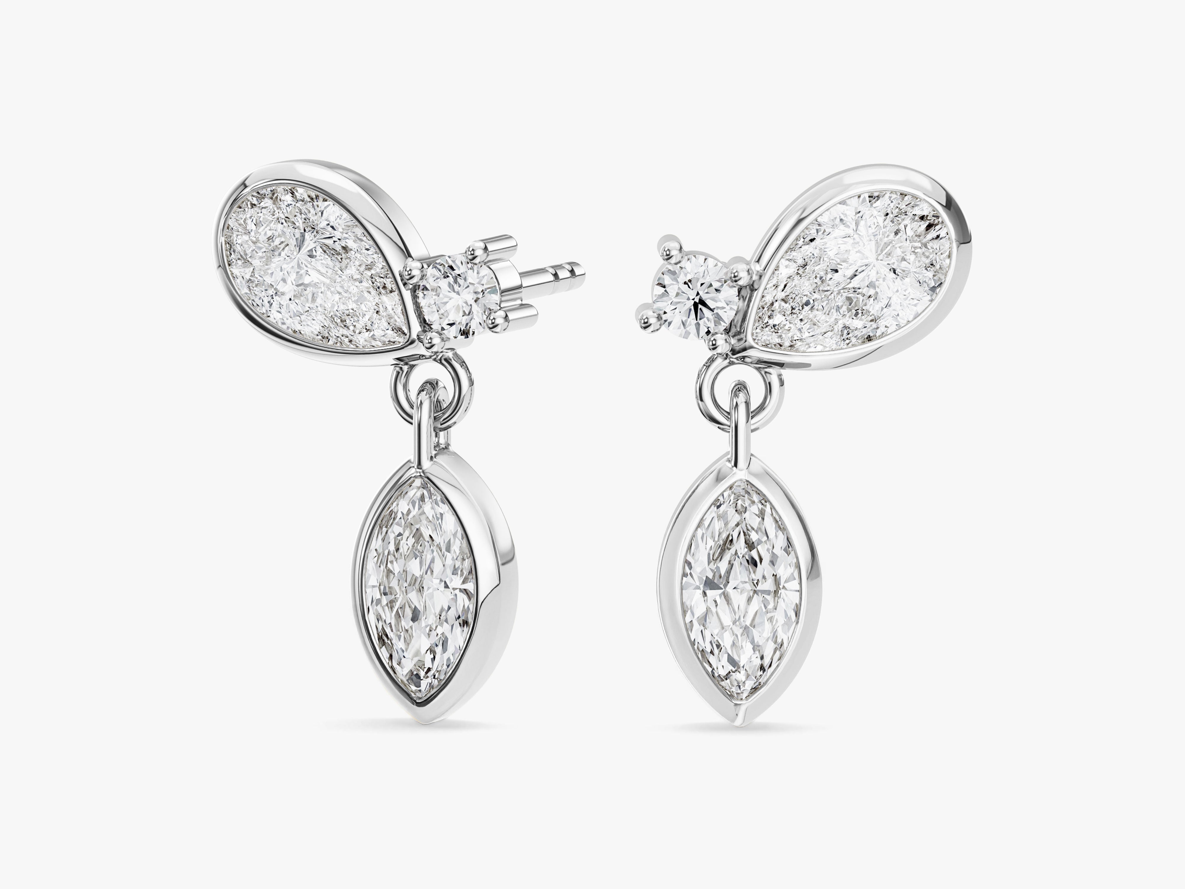 Bezel Pear Drop Earrings
