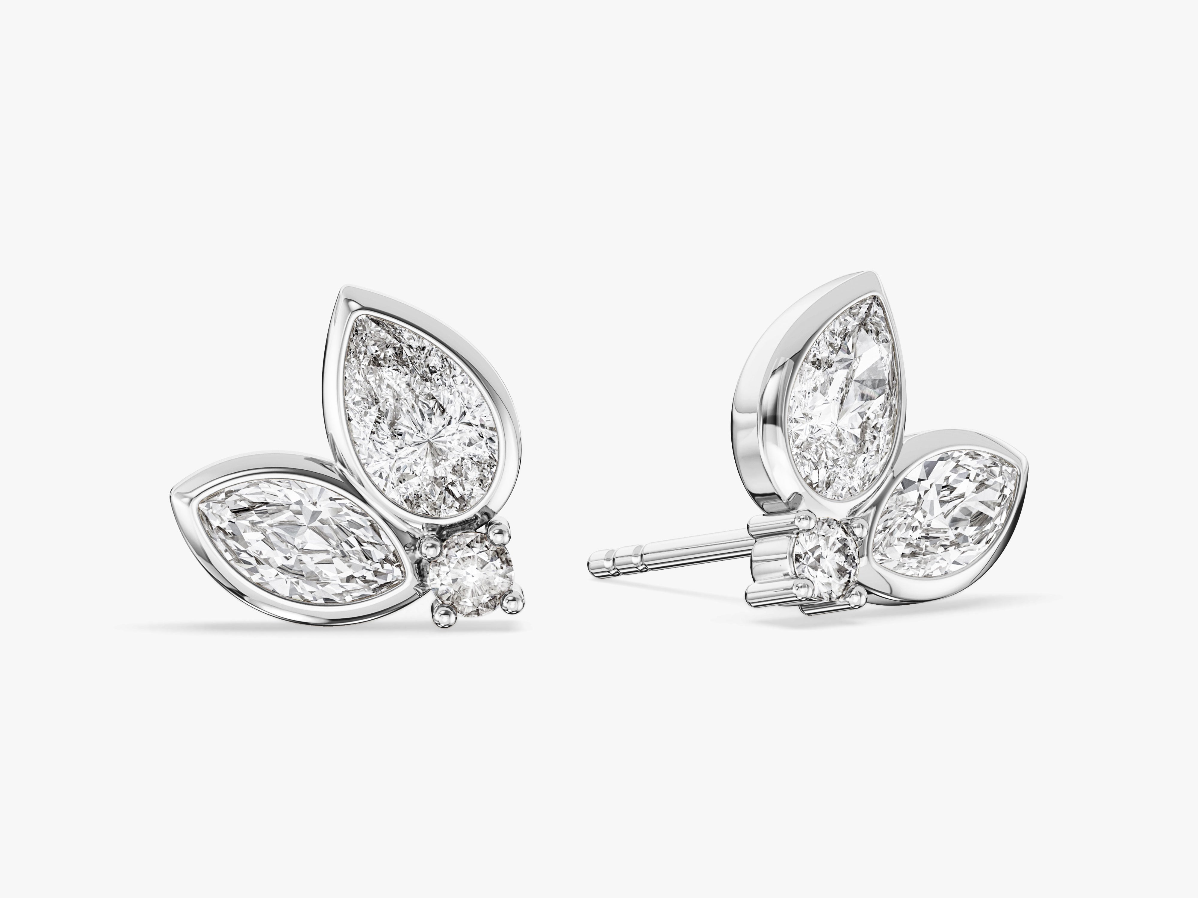 Bezel Pear Stud Earrings
