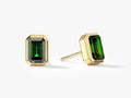 Bezel Emerald Cut Birthstone Earrings