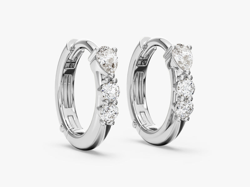 Trio Gemstone Hoop Earrings