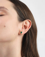 Bezel Emerald Cut Birthstone Earrings