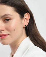 Bezel Emerald Cut Birthstone Earrings