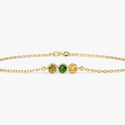 Bezel Set Round Birthstone Family Bracelet