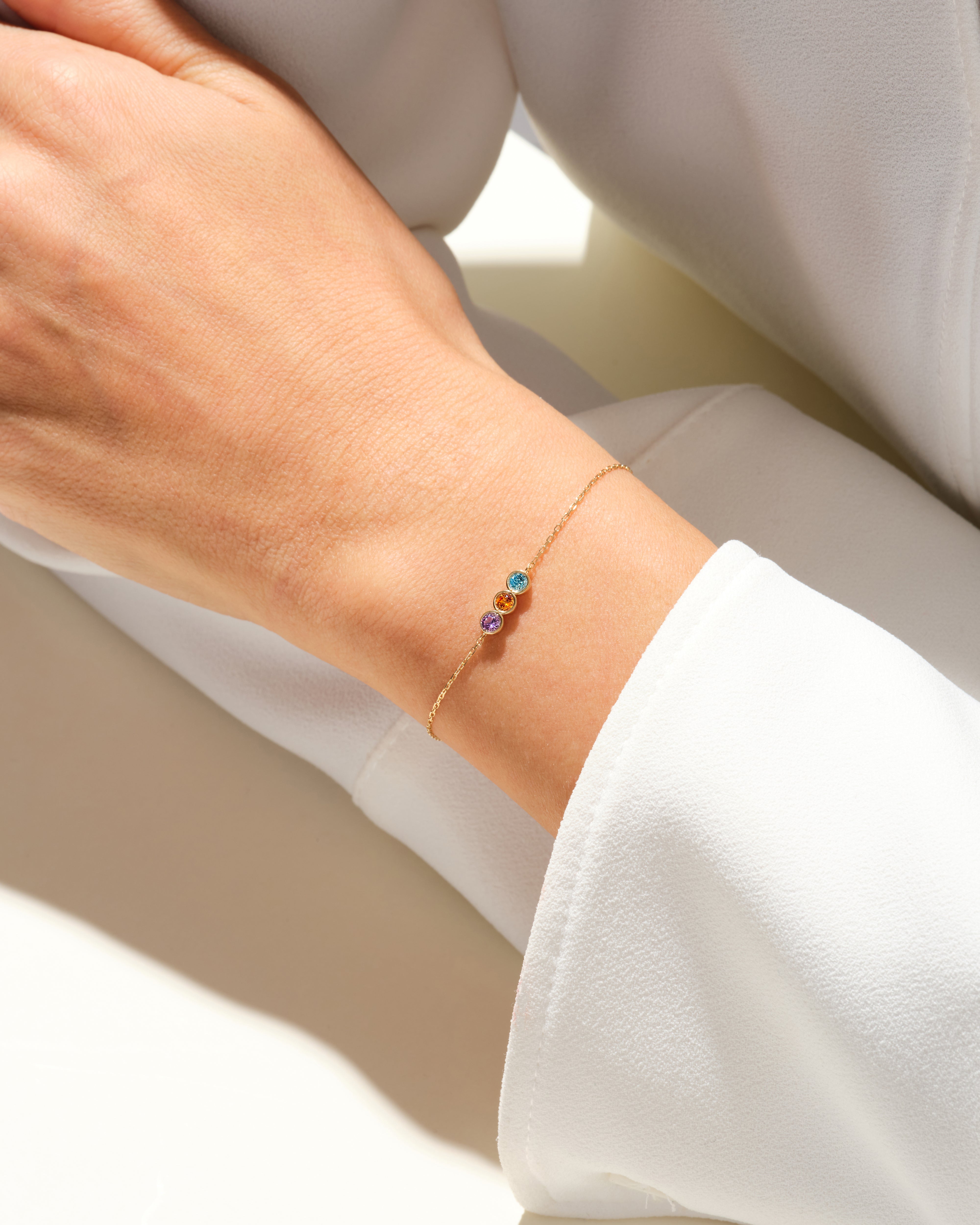 Bezel Set Round Birthstone Family Bracelet