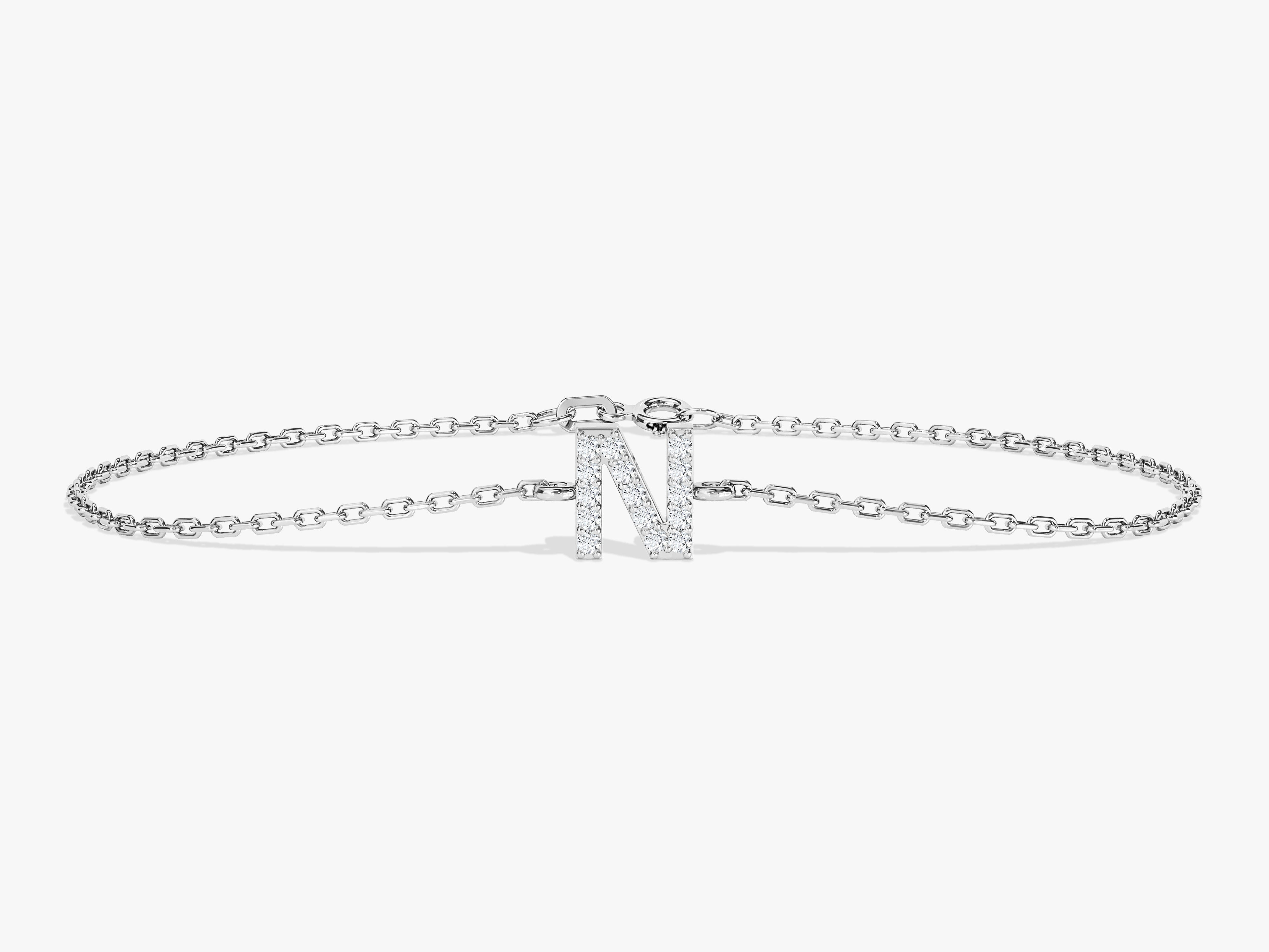 Diamond initial 'N' bracelet, fine jewelry, personalized gift