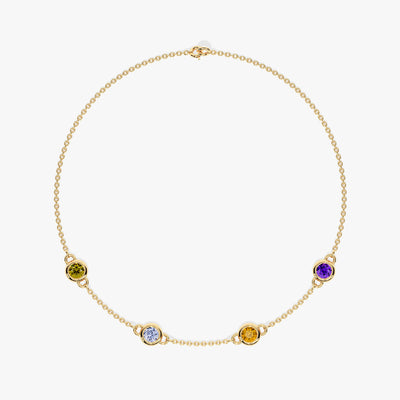 Bezel Set Birthstone Station Bracelet