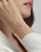 Heart Birthstone Station Bracelet