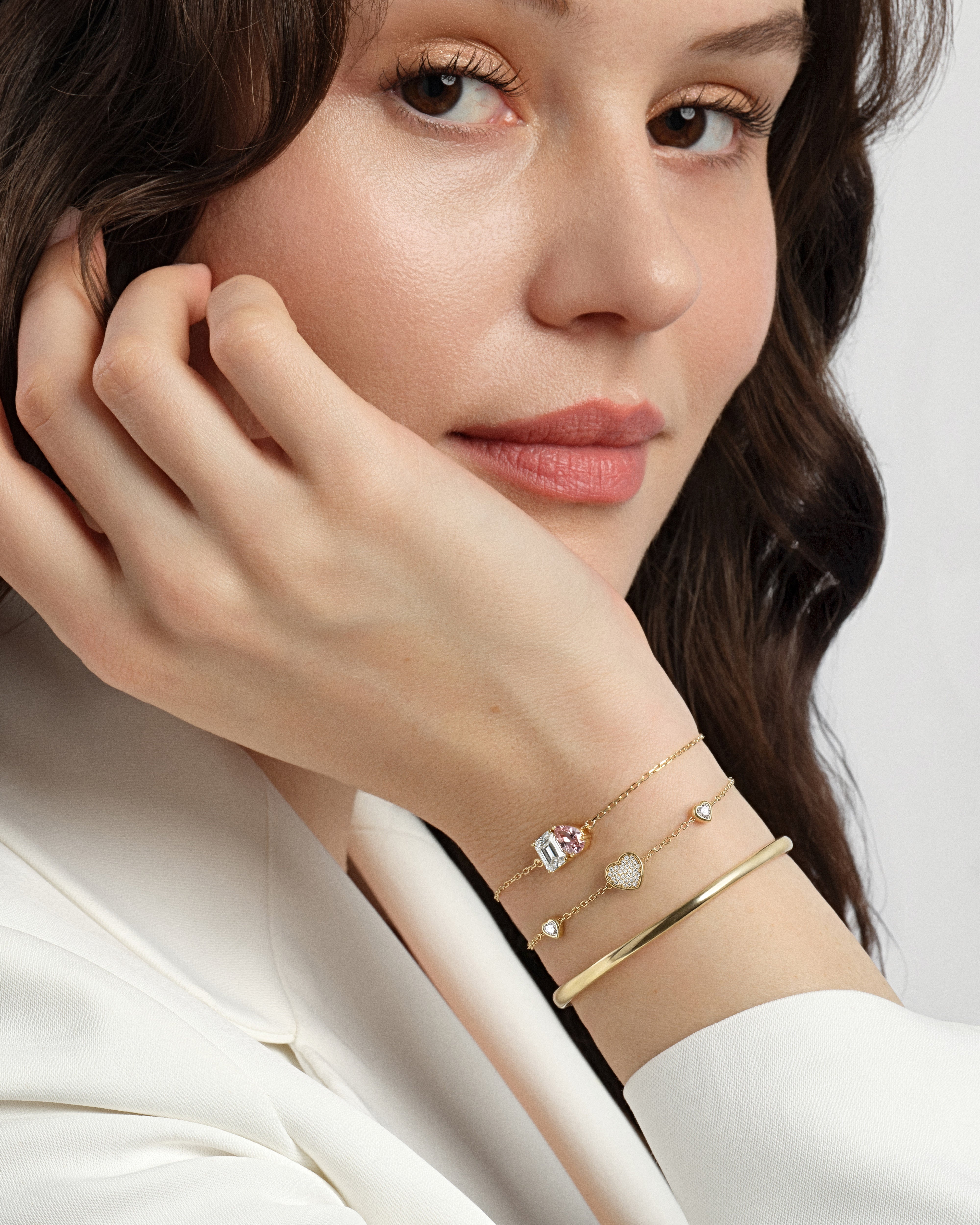 Pave Heart Triple Bracelet